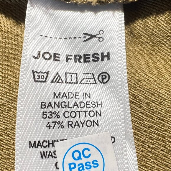 Joe Fresh Size L Cotton Blend khaki Button-Up Shirt Coastal Grandmother, Normcor - Picture 9 of 9